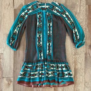 Free People Aztec flannel tunic dress XS